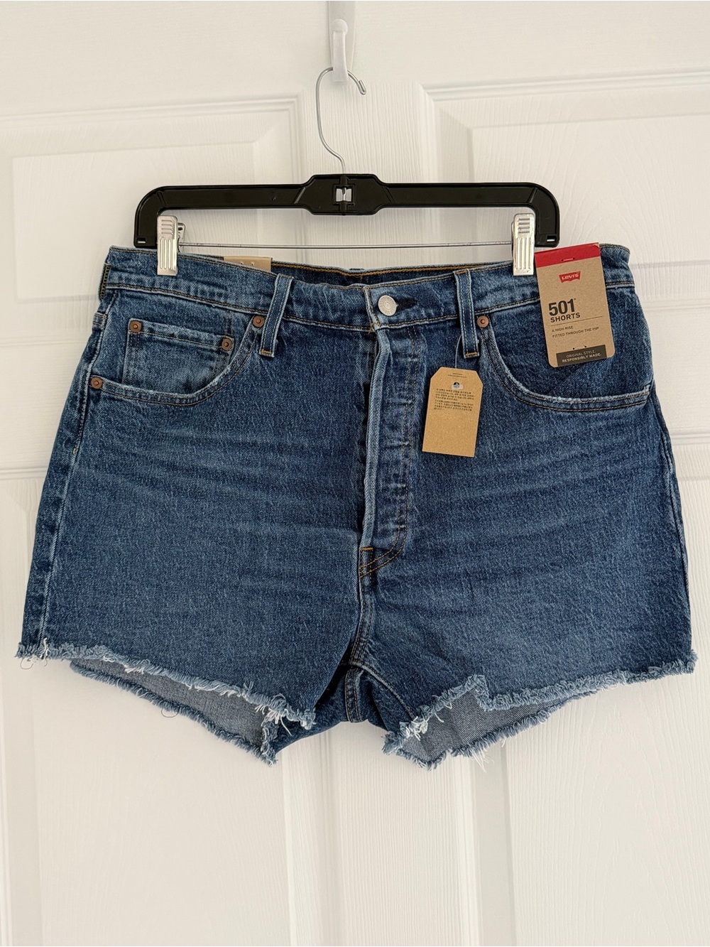 Levi's Dark Blue 501 Cutoff Denim Shorts